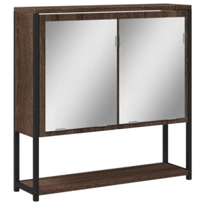 Image of vidaXL Bathroom Mirror Cabinet in Brown Oak Engineered Wood Wall Mounted Storage Unit with 60x16x60 cm