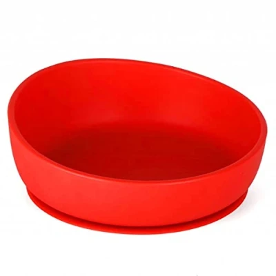 Image of Doidy Baby Bowls for Weaning Suction Bowl Non Slip Feeding Slanted High Side Design Use from 6+ Months to Toddler, 300ml, PP Material (Red)