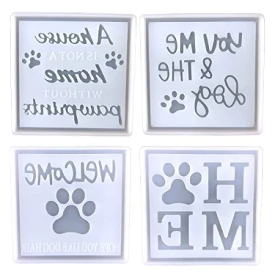 Image of Paw Print Coaster Epoxy Resin Mold Cup Mat Silicone Mould DIY Crafts Tools Cups Mats Making for Dog Home Decoration