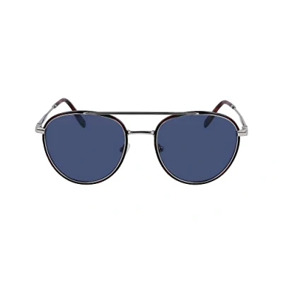 Image of Lacoste Men&#039;s Sunglasses L258S Silver with Solid Blue Lens