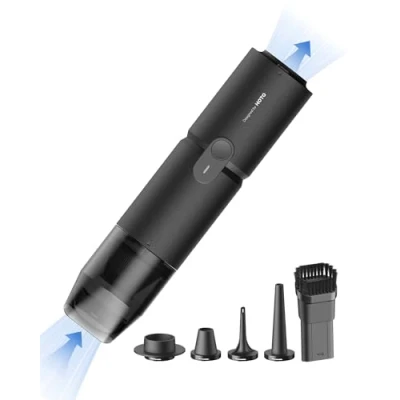 Image of HOTO Compressed Air Duster, Cordless Handheld Vacuum, Rechargeable Blower, 15KPa Powerful Suction, Ideal for Car/PC/Keyboard/Home Cleaning