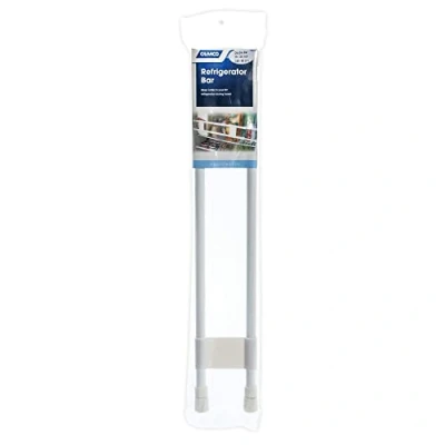 Image of Camco 34&quot; Double RV Refrigerator Bar, Holds Food and Drinks in Place During Travel, Prevents Messy Spills, Spring Loaded Extends Between 19&quot; White (44074)