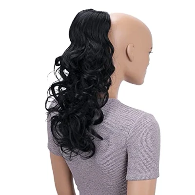 Image of CAISHA 18&quot; Hairpiece Ponytail Extensions Voluminous Wavy Black PH9