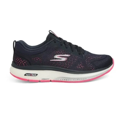 Image of Skechers Women&#039;s 124933 Nvhp Sports Shoes, Marineblauer Stoff, mit pinkem Rand, 2 UK