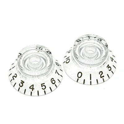 Image of KAISH Pack of 2 American Spec LP Guitar Bell Knobs 24 Fine Spline Top Hat for Les Paul with CTS Split Shaft Pots Clear