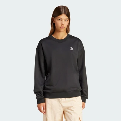 Image of adidas Originals Womens Adicolor Essentials Crew Sweatshirt Black Cotton Size Medium