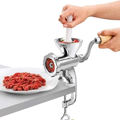 Image of Meat Grinder Hand Mincer with Tabletop Clamp Cast Iron and Sausage Maker