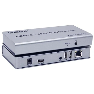 Image of XYKJOBC 4K 60Hz HDMI 2.0 60M KVM Extender, USB Extension Over Ethernet CAT5e/6 1080P Extender with Support Mouse Keyboard