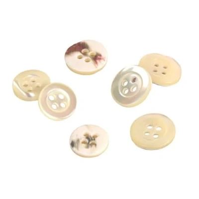 Image of MYMERCERIE Set of 6 Mother Pearl Buttons 4 Holes Natural Size 10 mm