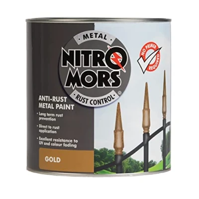 Image of Nitromors Anti Rust Smooth Finish Metal Paint, No Primer Required, Gold, 750 ml