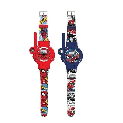 Image of Lexibook, Spider Man, Walkie Talkies Watches, 2 pieces, range up to 200m/600 feet, flashlight, compass, rechargeable, Blue/red, DMWTW1SP