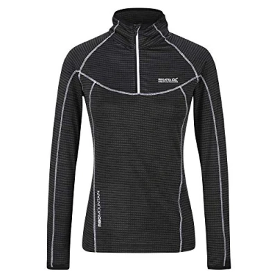 Image of Regatta Womens Yonder Quick Dry Grid Fabric Performance Wicking Zip Neck Fleece T Shirts/Polos/Vests Black, 20