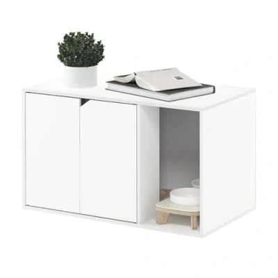 Image of Furinno Litter Box Enclosure, Solid White, 45 (D) x 74.4 (W) 50 (H) cm