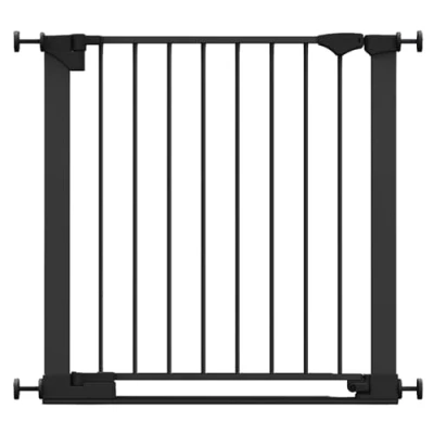 Image of Safetots SafeStep Gate, Black, 75cm 82cm, Extra Low Walkthrough, Pressure Fit Safety Baby Gate for Stairs, Hallways and Doors, Easy Installation