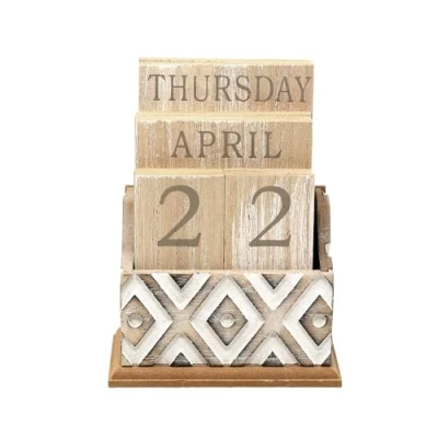 Image of Carved Wooden Perpetual Calendar