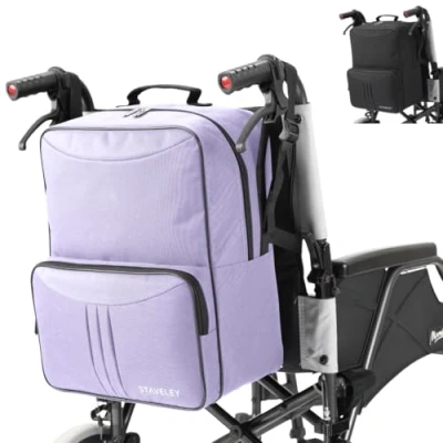 Image of Staveley Wheelchair Bag Backpack Bags for Back of Chair Electric Storage Accessories (Purple)