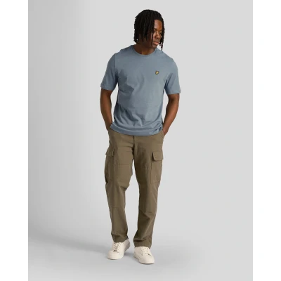 Image of Lyle &amp; Scott Mens Chunky Slub T Shirt in Blue Cotton Size Large
