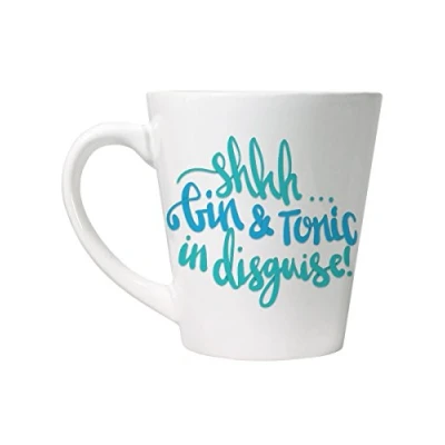 Image of Grindstore Shhh Gin &amp; Tonic in Disguise Latte Mug for Tea or Coffee White