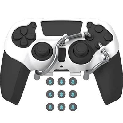 Image of EXknight Leverback V2 Paddles Attachment, Back Buttons Adapter for PS5 Controller Fit with Thumb Grips (White)
