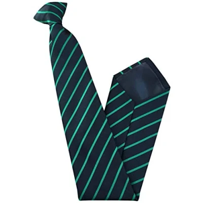 Image of Men&#039;s Striped Clip On Tie (Black with Thin Green Stripe)