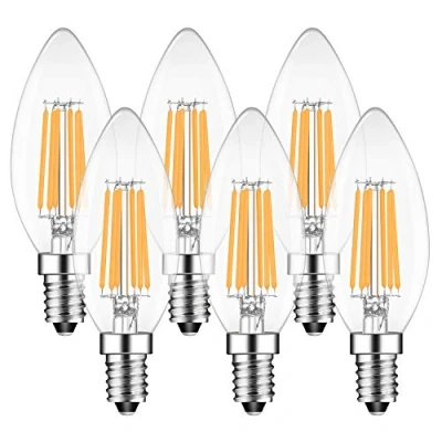 Image of E14 Dimmable 6W LED Candle Bulbs, 60W Incandescent Bulb Equivalent, 2700K Warm White, 600lm, C35 Light Pack of 6