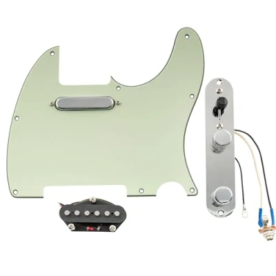 Image of Musiclily Pro Pre wired Standard Tele Pickguard and Loaded Control Plate with Artec Pickups Alnico 5 Magnet for TL Style Electric Guitar, 3ply Mint Green