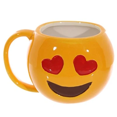 Image of Puckator Emoji Love Hearts OMG Ceramic Coffee Mug