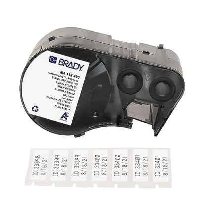 Image of Brady FreezerBondz™ Polyester Pre Sized Labels for Label Printer BMP51/BMP53/M511 360 Self Adhesive Black on White (31,75 mm (W) x 9,53 (H)) M5 112 490