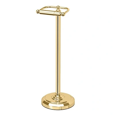 Image of Gatco 1436 22&quot; H Freestanding Toilet Paper Holder, Brass