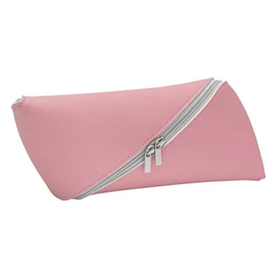 Image of WEDO &quot;SLOPE&quot; Pencil Case Space Saving 2 Zippers Easy to Clean pink