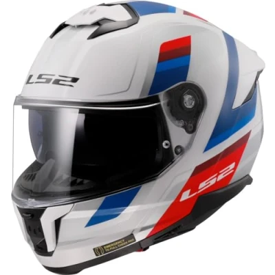 Image of LS2 FF808 Stream II Dual Visor Full Face Motorcycle Helmet. VINTAGE WHITE BLUE RED (L)
