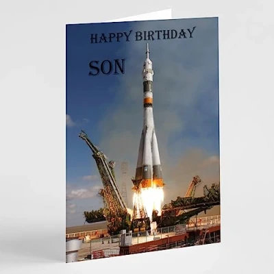 Image of Beebooh cards rocket launch space Son birthday card