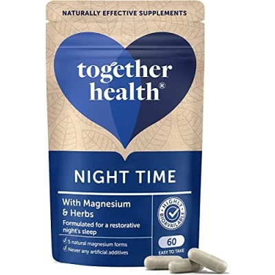 Image of Night Time Complex Together Health Marine Magnesium Griffonia &amp; Hops Extracts Vegan Friendly Made in The UK 60 Vegecaps