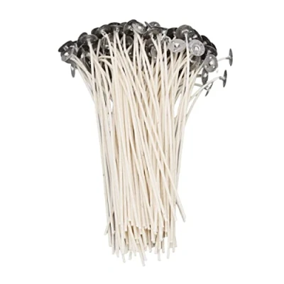 Image of 100 Piece Cotton Candle Wick 6&quot;,Functional Smokeless Wicks,Natural Wicks,Pre Waxed Core Wicks for Pillar Making and DIY,15cm/6in