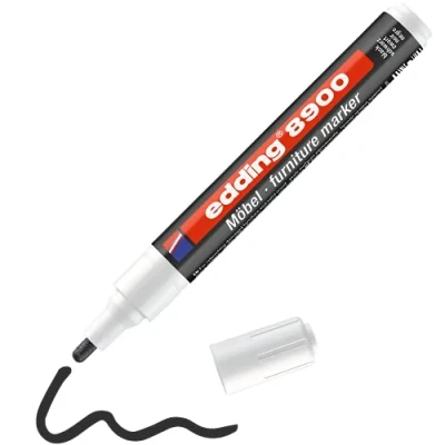 Image of edding 8900 furniture marker black round nib 1.5 2 mm for covering up scratches and damages on veneers, solid wood, tables, desks