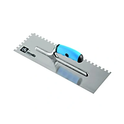 Image of AUSONIA 42318 PLASTERING Trowel for Glue with Stainless Steel Blade 36X12 Teeth 10X10 and BIMATERIAL Handle