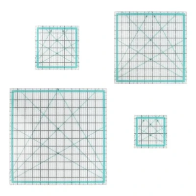 Image of 4pcs Square Quilting Ruler, Sewing Acrylic Ruler with Non Slip Print, Double Colour Grid Lines, DIY Fabric Cutting Ironing for Quilt, Patchwork, Measuring,