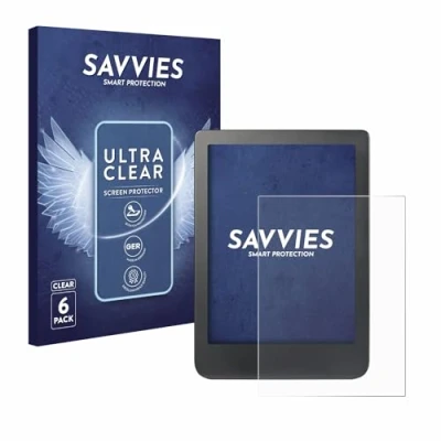 Image of Savvies 6 Pack Screen Protector compatible with Kobo Clara HD (6&quot;) / BW/Colour Protection Film Clear