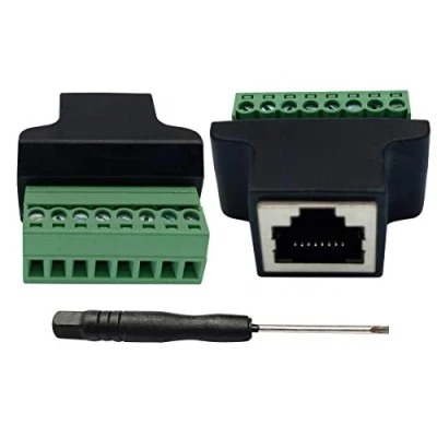 Image of AAOTOKK RJ45 Screw Terminal 8P 8C Female to 8Pin Bolt Type terminals Ethernet Net Network Plug for AV CCTV UTP DVR Cat5 Cat6 Cat7 Coupler(2 Pack/Female)