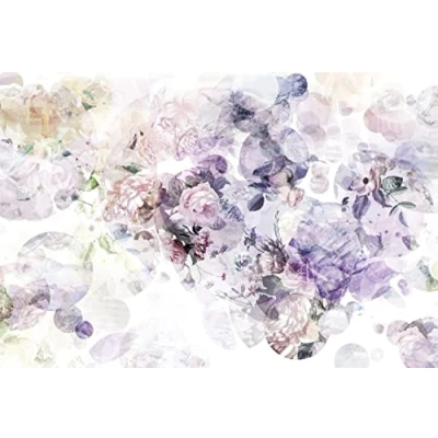 Image of Komar XXL4 060 Wish Watercolour Floral Wallpaper Wall Mural (368 x 248 cm) White, Blue, Pink, Orange, Purple, Red, Green, Yellow (1 Piece)