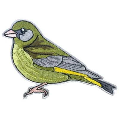 Image of Pawprint Family Greenfinch Bird Sew on Patch Official Merchandise Supporting The RSPB