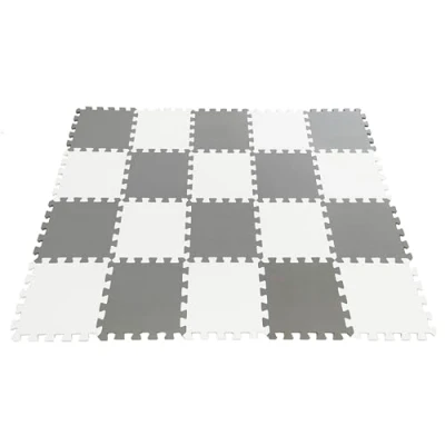 Image of 20 Pieces Foam Mat Tiles, Interlocking Mats, Floor Play Mats Baby, Puzzle Exercise for Kids, Gym Workout Color of Gray &amp; White