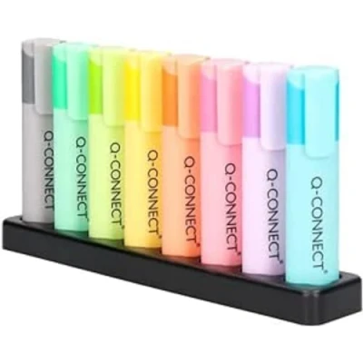 Image of Q Connect Deskset With 8 Pastel Highlighters (Pack of 8) KF17806