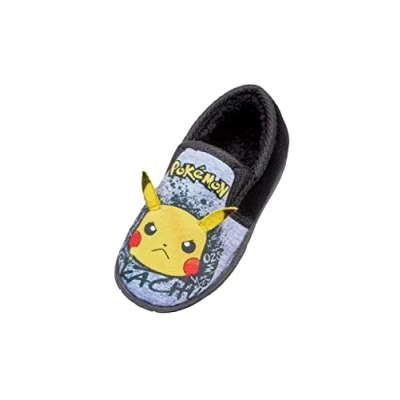 Image of Pokemon Boys Slippers featuring Pikachu, Grey, Size 3