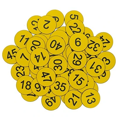 Image of Plastic Number Tags Engraved Numbered ID Key Without Hole (1 50, Yellow)