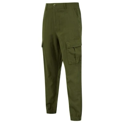 Image of Tokyo Laundry Mens Olive Linen Blend Cargo Style Trousers Size 34 (Waist)