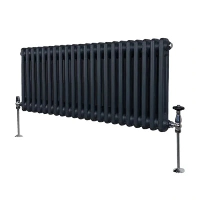 Image of Traditional 2 Column Radiator 300mm x 1012mm Modern Central Heating Heater Matt Anthracite Grey Carbon Steel Horizontal Wall Mounted Kitchen Living Room Bathroom Cleaning Brush Fixing Kit &amp; Brackets