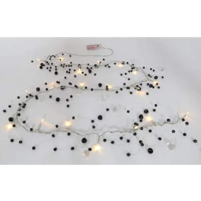 Image of Christmas Concepts® 2m (6.5ft) 20 Warm White Beaded LED String Lights Weddings &amp; Garland Party Decorations (Black)