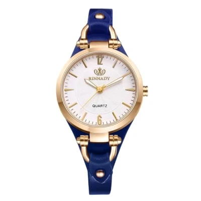 Image of JewelryWe Women Punk Leather Watch: Blue Vintage Gothic Analog Quartz Watches Steampunk Retro Casual Bracelet Cuff Wristwatch