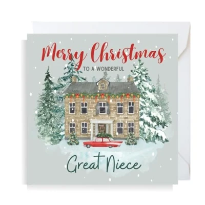 Image of Second Ave Great Niece Christmas House Square Xmas Holiday Festive Greetings Card